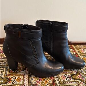 Clarks Black Leather Ankle Boots